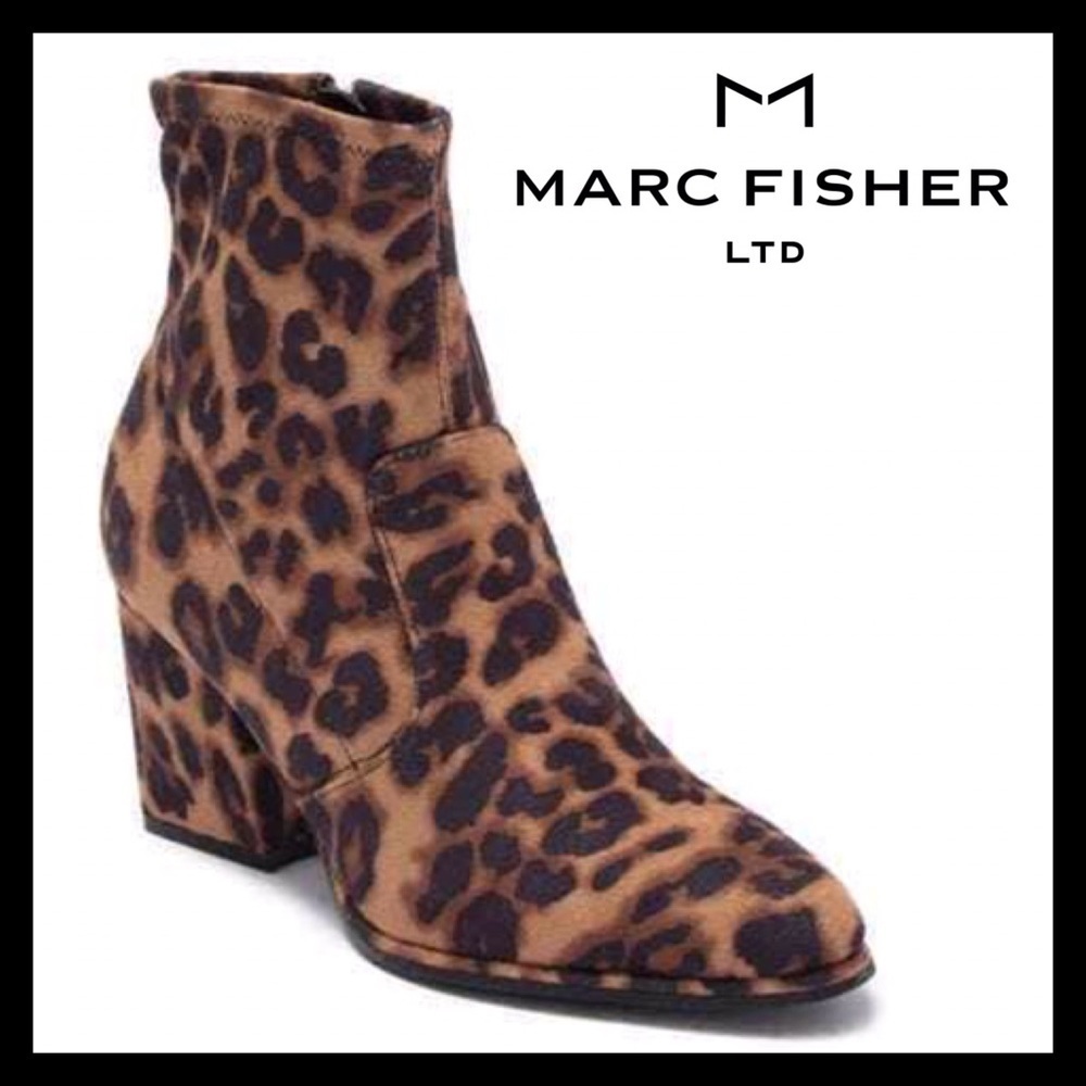 MARC FISHER Leopard Leave2 Block Heel Stretch Bootie - Picture 2 of 14